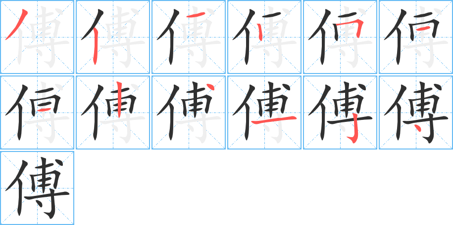 傅的笔顺分步演示