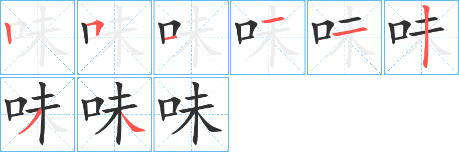 味的笔顺分步演示