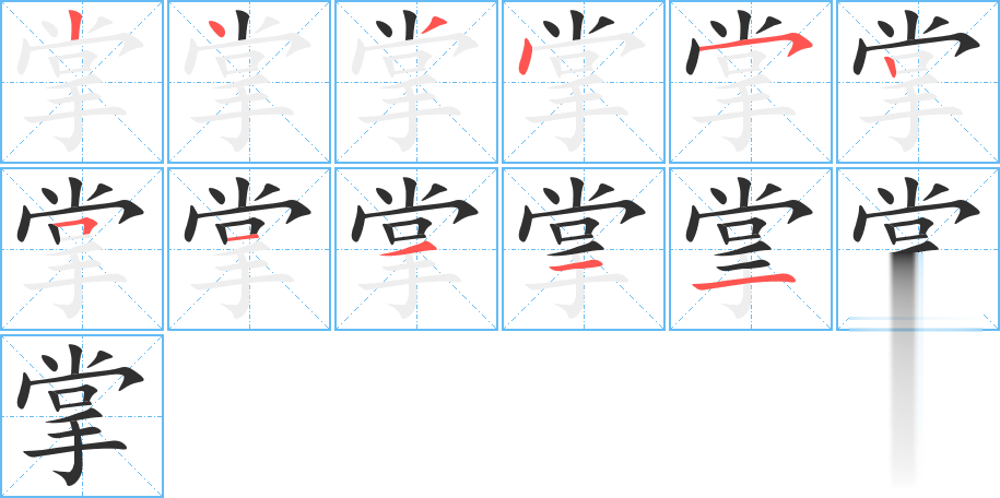 掌的笔顺分步演示