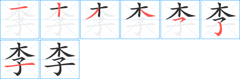 李的笔顺分步演示