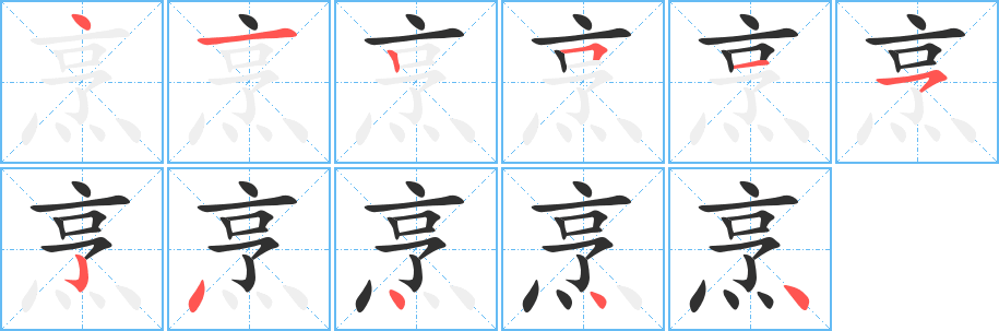 烹的笔顺分步演示