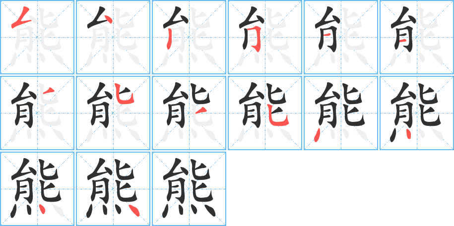 熊的笔顺分步演示