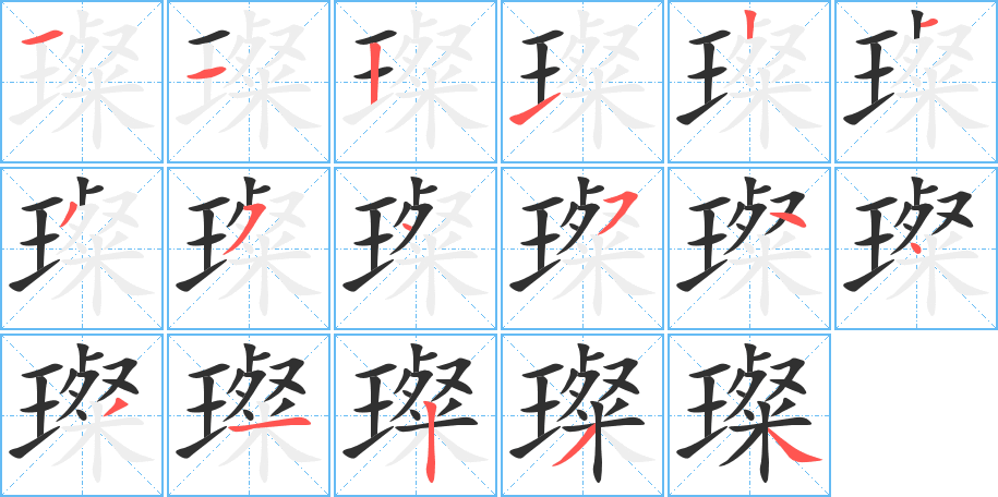 璨的笔顺分步演示