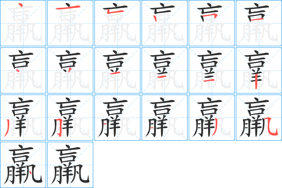 羸的笔顺分步演示