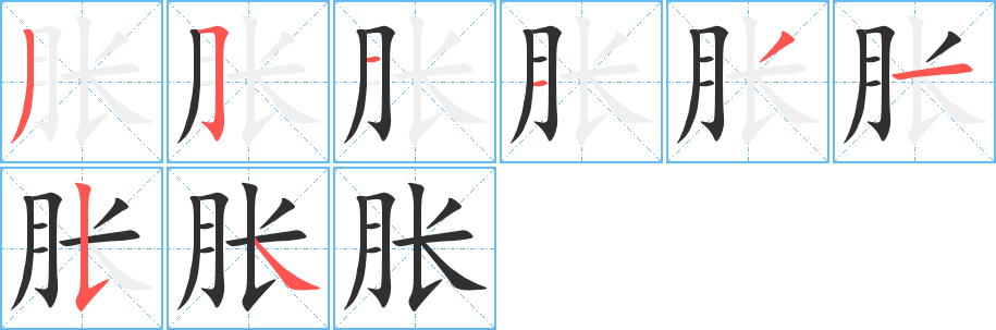 胀的笔顺分步演示