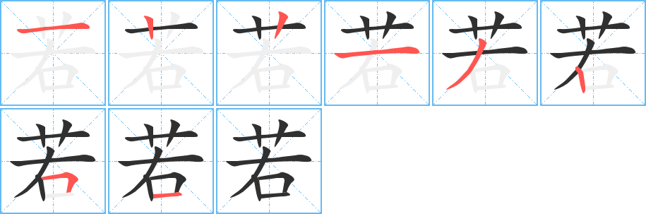 若的笔顺分步演示