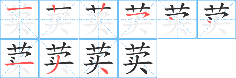 荬的笔顺分步演示