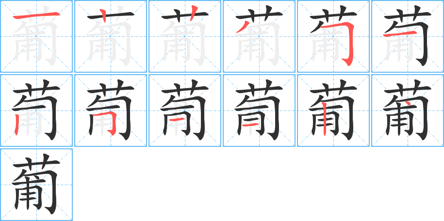 葡的笔顺分步演示