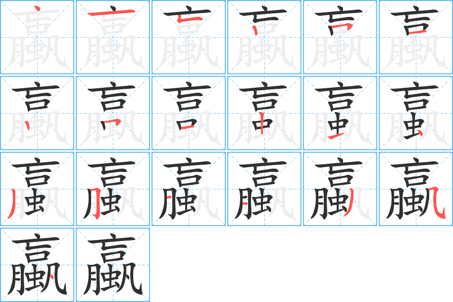 蠃的笔顺分步演示