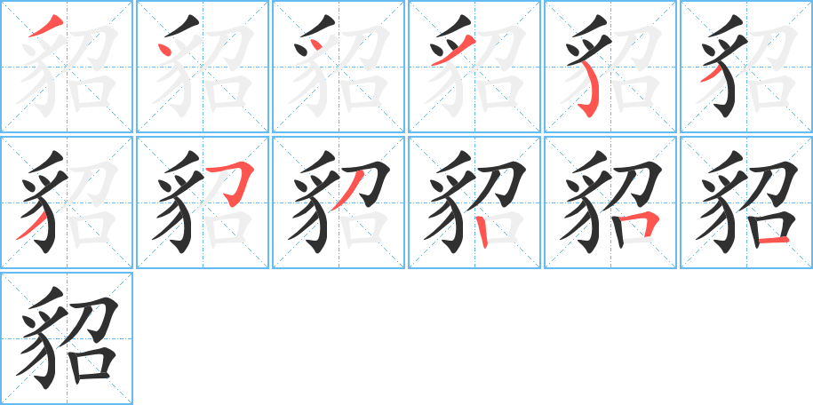 貂的笔顺分步演示