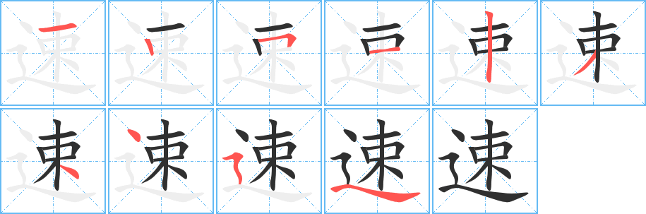 速的笔顺分步演示