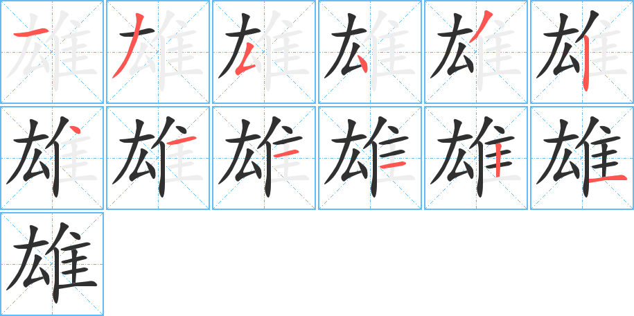 雄的笔顺分步演示