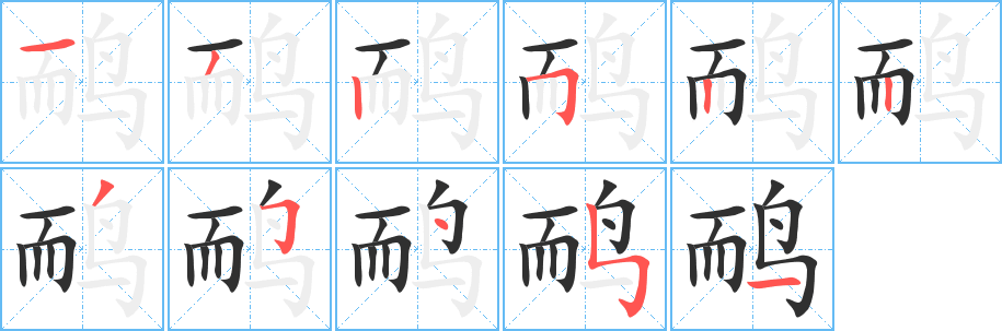 鸸的笔顺分步演示