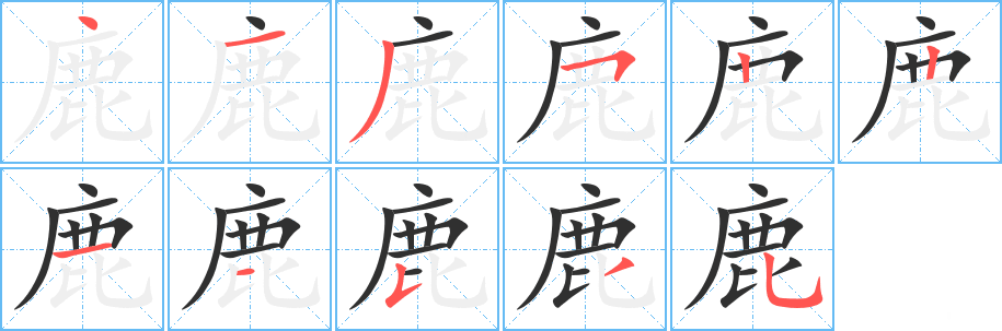 鹿的笔顺分步演示